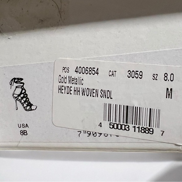 🌻 Schutz Strappy Gold Leather Snake Embossed Heyde Heels Size 8 + Box / Dust Bag - Picture 15 of 15